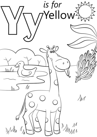 Letter Y Is For Yellow Coloring Page